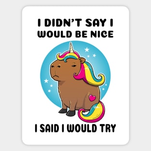 I didn't say I would be nice I said I would try Capybara Unicorn Magnet